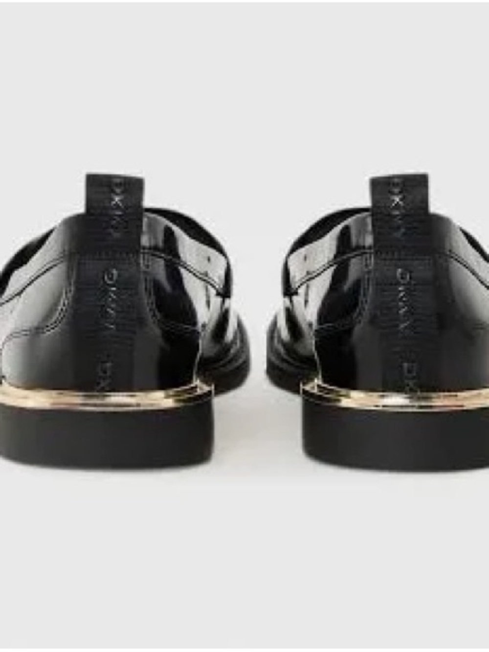 DKNY Black Patent Loafers with Gold Accent Size 10 - Picture 3 of 14